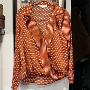 Endless Rose Rust Polka Dot Wrap Blouse